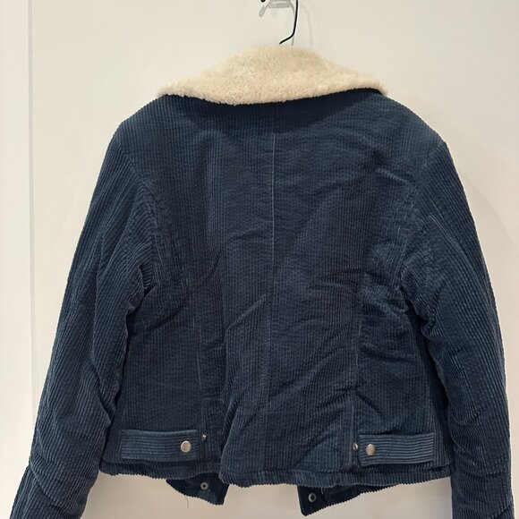 Free People Navy Corduroy Jacket with Cream Sherpa Collar - Picture 5 of 5